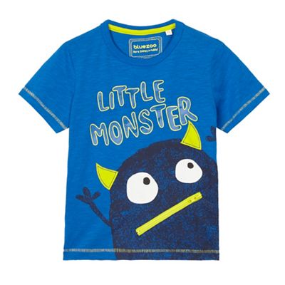 Boys' blue 'Little monster' printed top